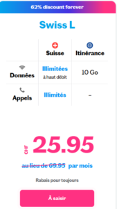 Forfait Lebara Swiss L – Appels, SMS et données illimités en Suisse avec 10 Go de données et itinérance en Europe. Idéal pour une connectivité optimale en Suisse et à l’international.