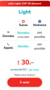 Yallo Light – Forfait mobile avec données et appels illimités en Suisse, idéal pour une utilisation quotidienne. Profitez d’une connexion rapide et d’un service fiable, sans engagement.